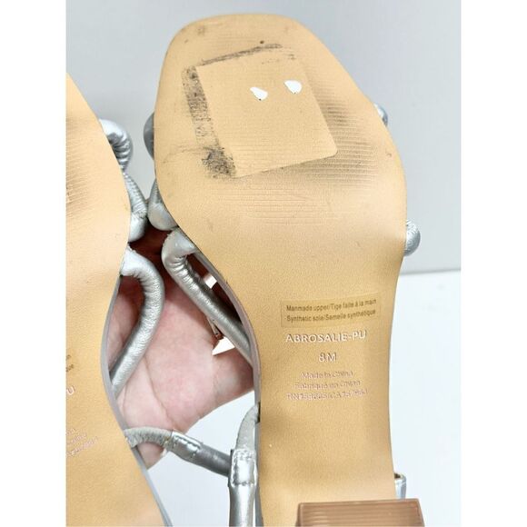 Abound Sandals Womens Size 8 Silver Slingback Rosalie Open Toe Heels - Picture 7 of 8